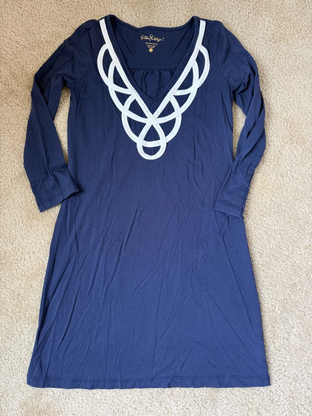 Lilly Pulitzer XXS Nautical Rope Neck Navy Knit Tunic Dress